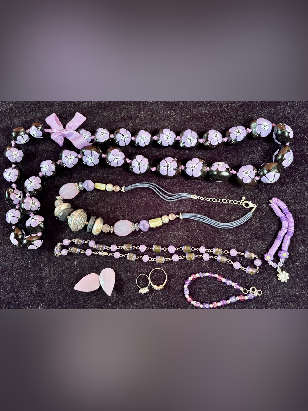 Curated Purple & Lavender Jewelry Lot – Necklaces Rings Earrings Bracelet